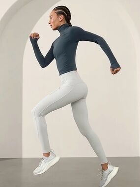 Athleta Rainier High Rise Legging Orion Gray  Cold Weather Fleece Tight MINT | L